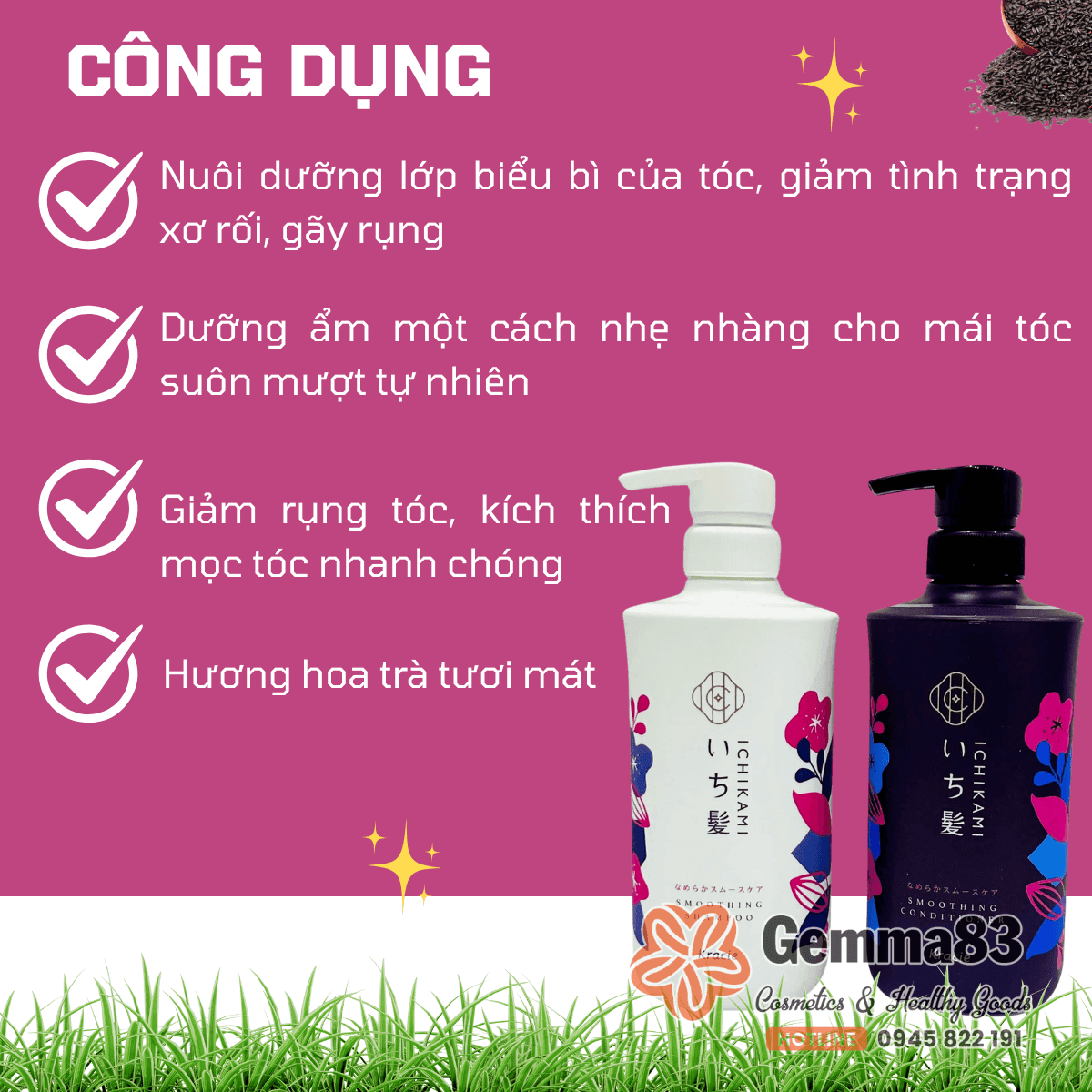 Bộ dầu gội xả Ichikami chiết xuất thảo dược (trắng đen) (2) Bộ dầu gội xả Ichikami chiết xuất thảo dược (trắng đen) (2)