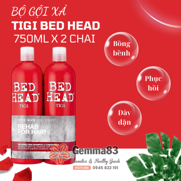 Bộ dầu gội xả Tigi Bed Head đỏ số 3 phục hồi tóc 750ml (3)