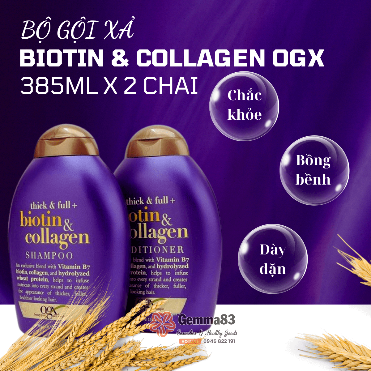 Bộ gội xả Biotin Collagen OGX 385ml (4) Bộ gội xả Biotin Collagen OGX 385ml (4)
