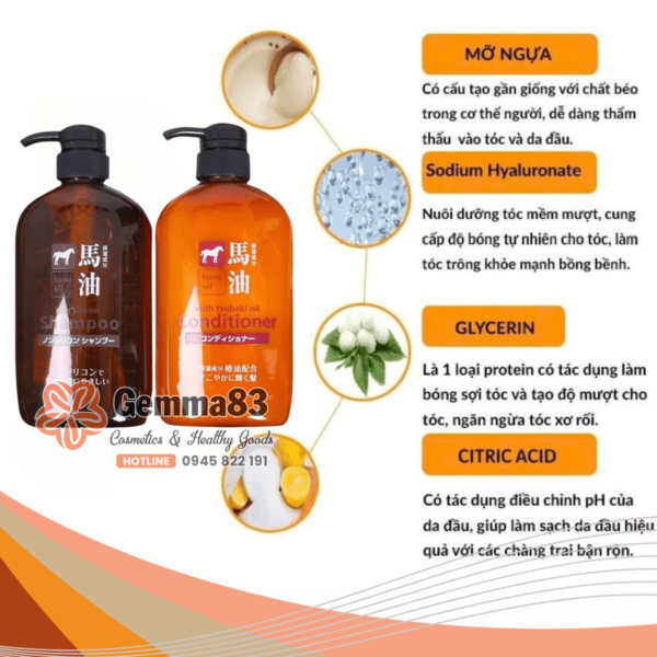 Dầu gội xả mỡ ngựa Horse Oils 600ml (1)