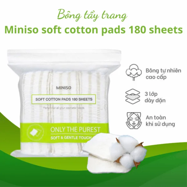 Bông tẩy trang Miniso Nhật Bản 180 miếng (3)