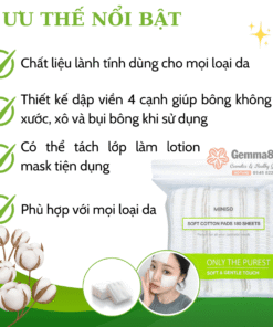 Bông tẩy trang Miniso Nhật Bản 180 miếng (4)