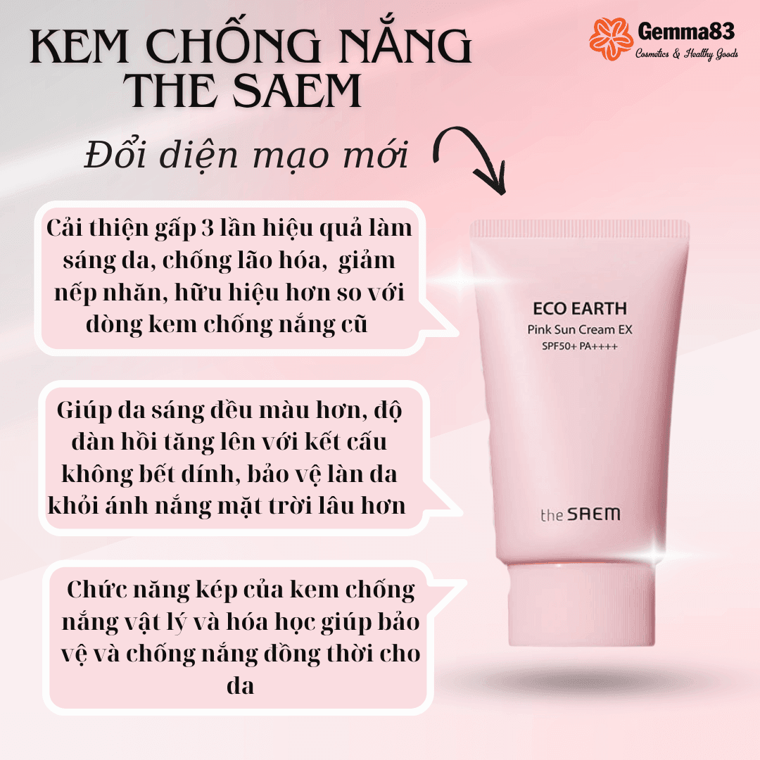 Kem chống nắng The Saem Pink Sun Cream SPF50+ PA++++ 50ml (1)