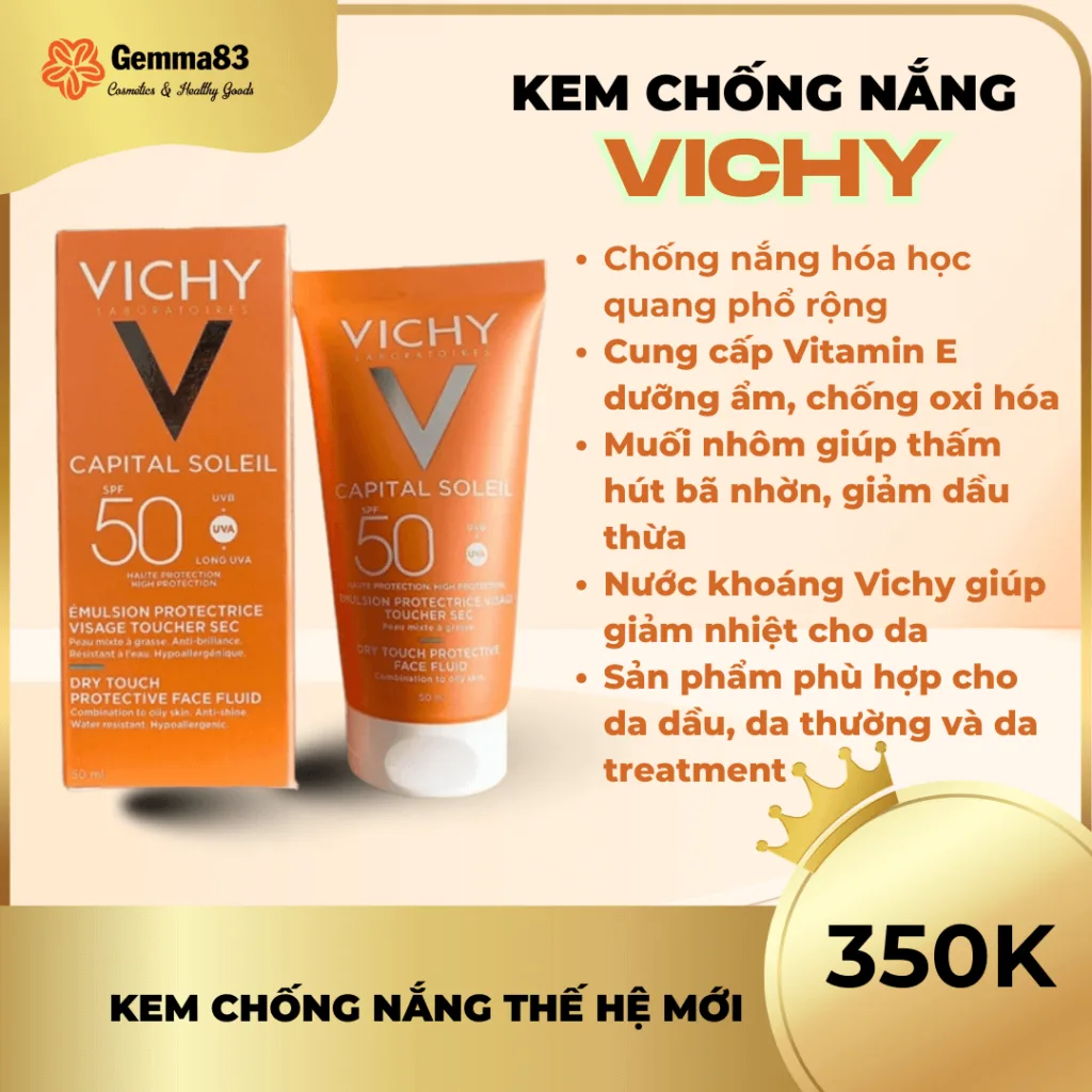 Kem chống nắng Vichy SPF50 PA+++ Pháp 50ml (3) Kem chống nắng Vichy SPF50 PA+++ Pháp 50ml (3)
