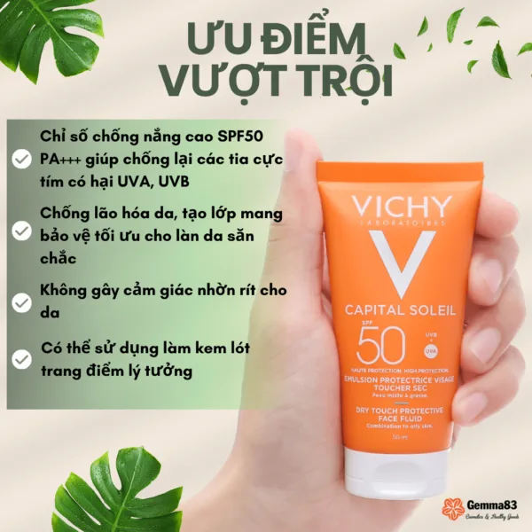 Kem chống nắng Vichy SPF50 PA+++ Pháp 50ml (4)