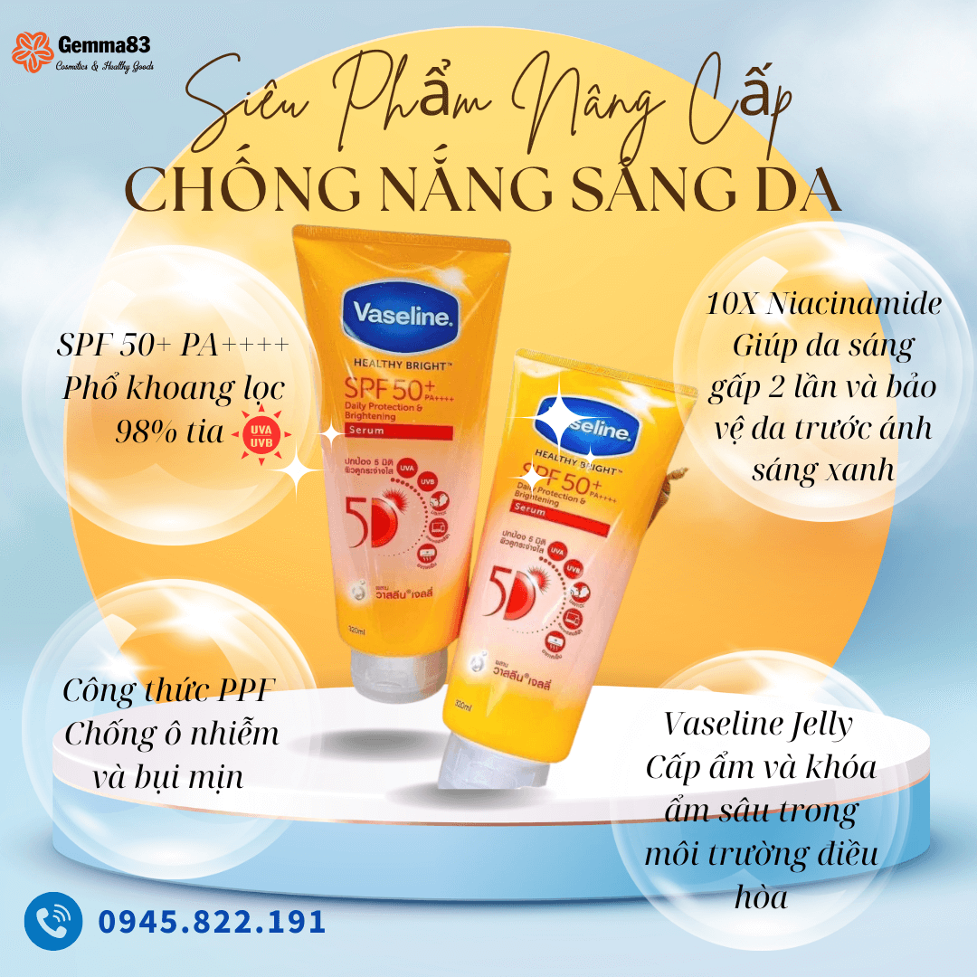 Sữa dưỡng thể Vaseline chống nắng sáng da 300ml SPF 50+ PA++++ (1)