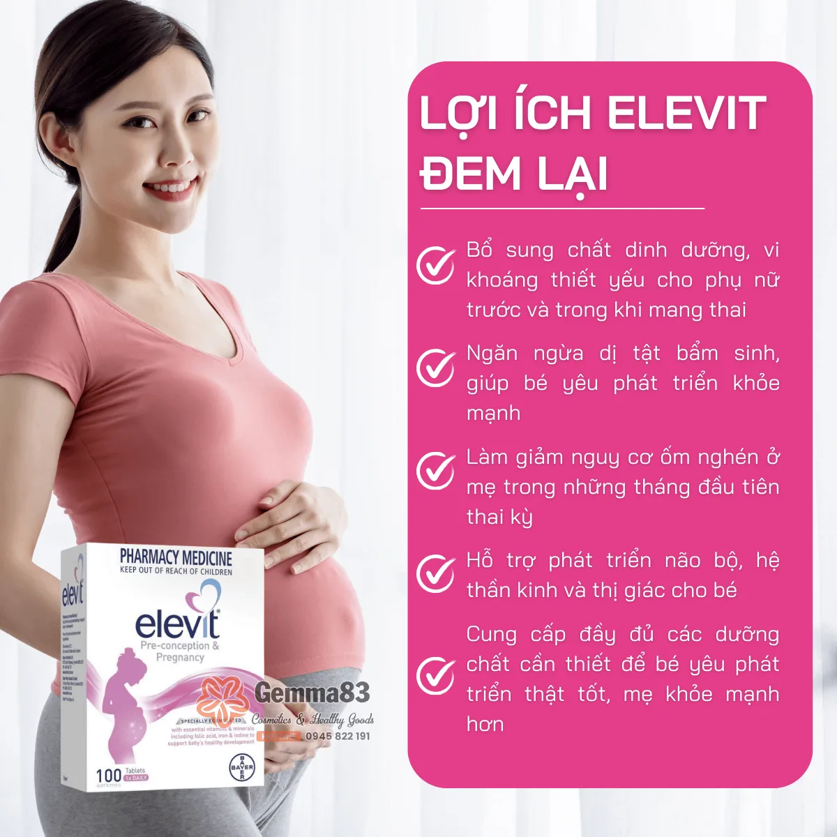 Elevit chính hãng Úc – Vitamin bà bầu (100 viên) (5) Elevit chính hãng Úc – Vitamin bà bầu (100 viên) (5)