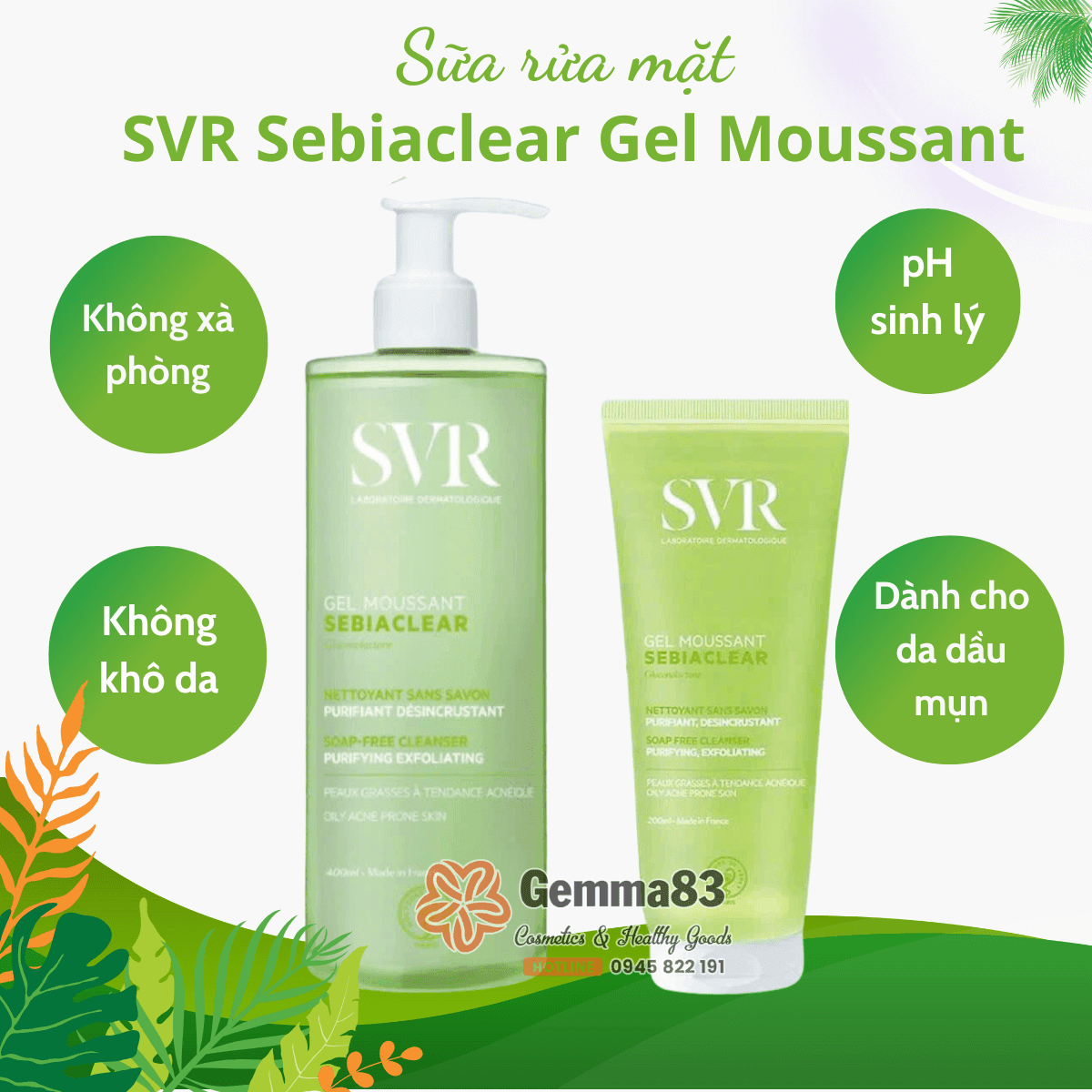 Gel rửa mặt SVR cho da dầu mụn nhạy cảm (3)