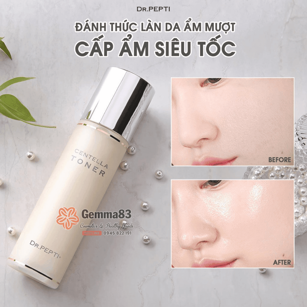 Nước hoa hồng Dr.Pepti Centella Toner 180ml dưỡng da căng bóng (2)