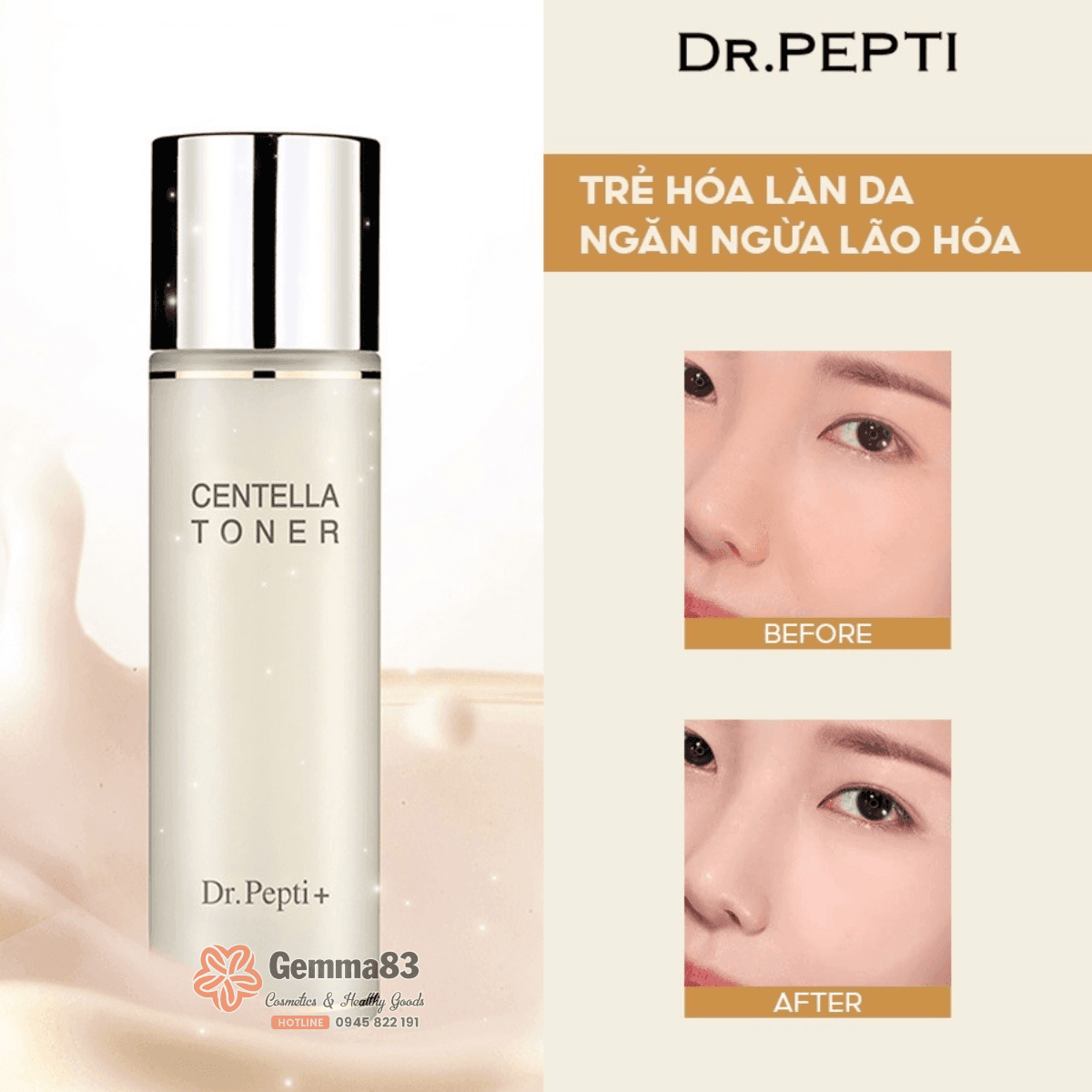 Nước hoa hồng Dr.Pepti Centella Toner 180ml dưỡng da căng bóng (4)