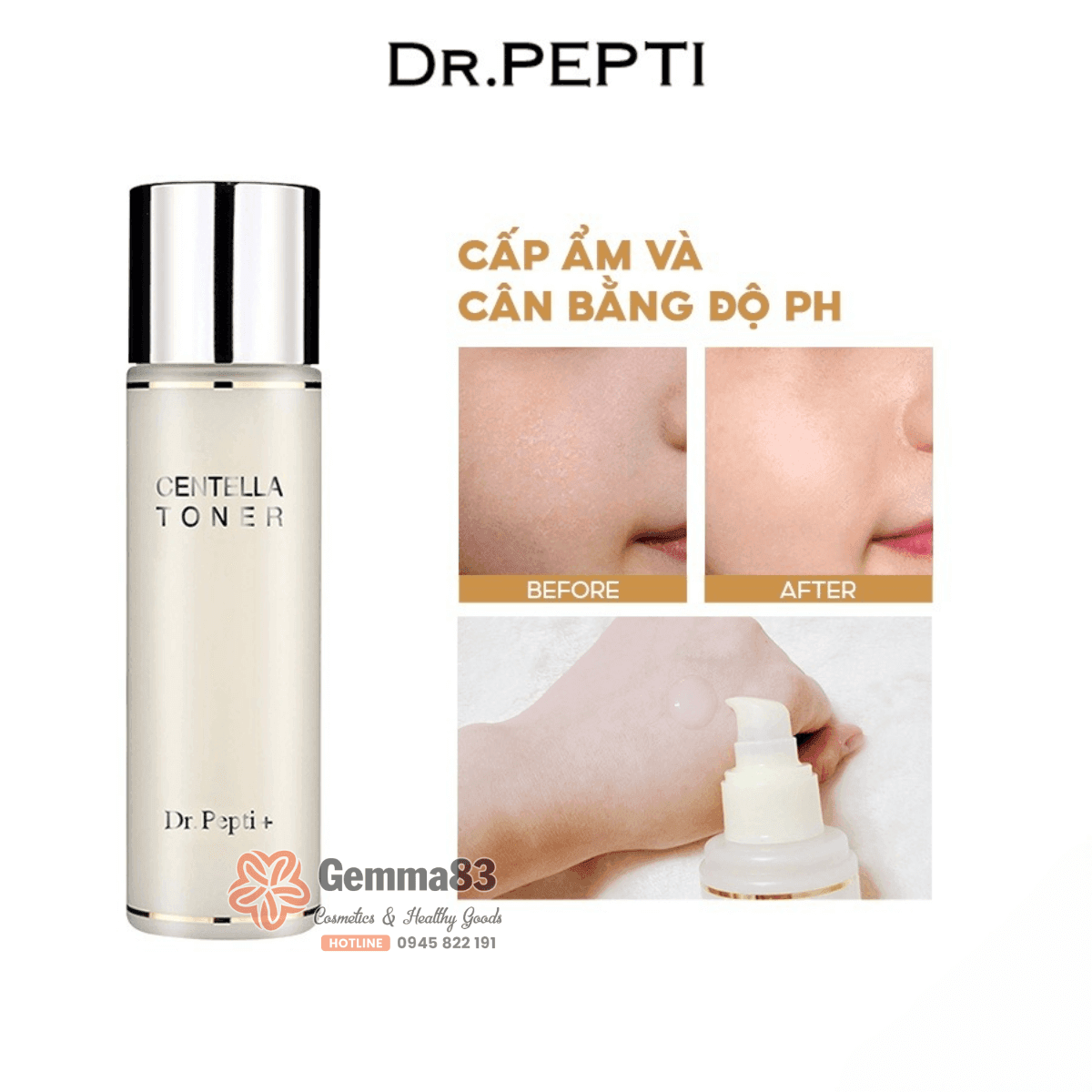 Nước hoa hồng Dr.Pepti Centella Toner 180ml dưỡng da căng bóng (5)