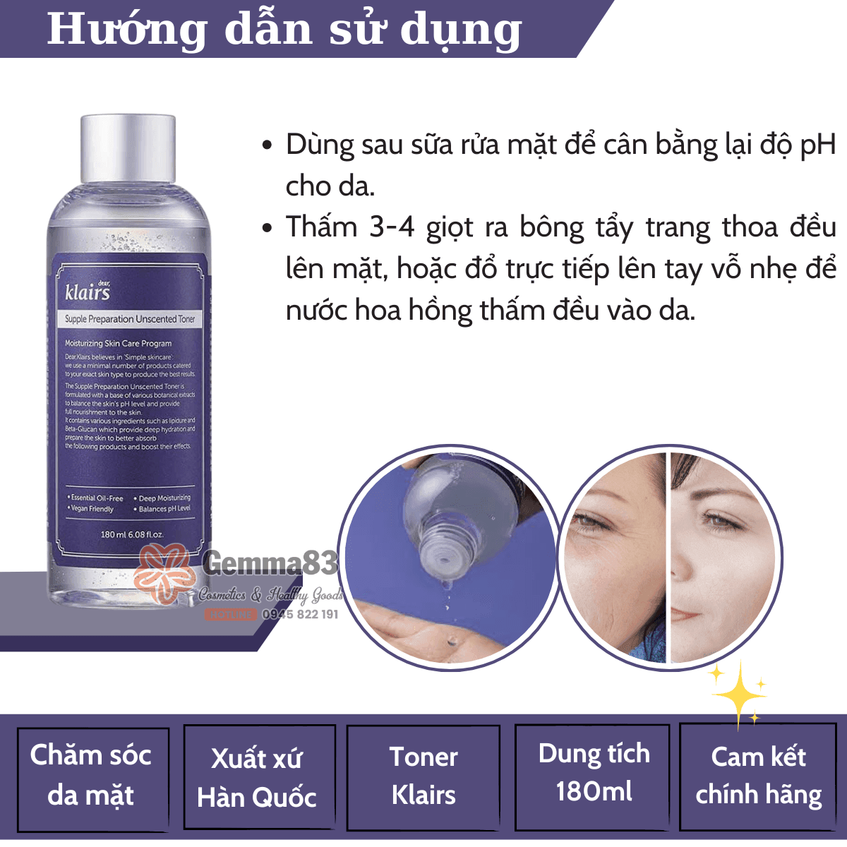 Nước hoa hồng Klairs không mùi Supple Preparation Unscented Toner 180ml (1)
