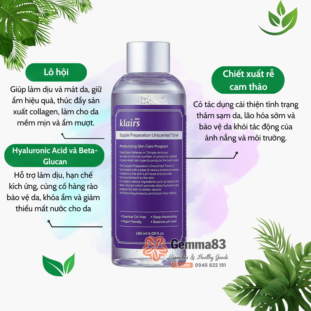 Nước hoa hồng Klairs không mùi Supple Preparation Unscented Toner 180ml (4)