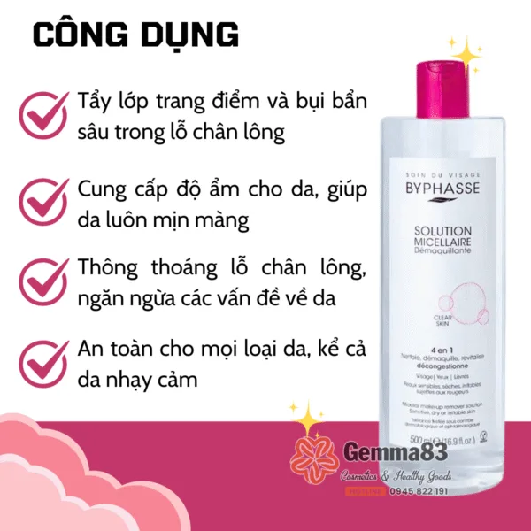 Nước tẩy trang Byphasse Solution Micellaire dành cho mọi loại da (5)