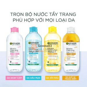 Nước tẩy trang Garnier Micellar Cleansing Water 400ml vàng, hồng, xanh (5)