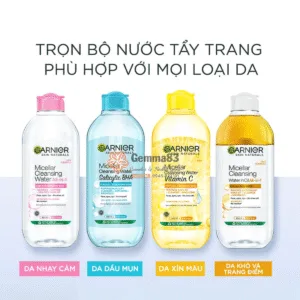 Nước tẩy trang Garnier Micellar Cleansing Water 400ml vàng, hồng, xanh (5)