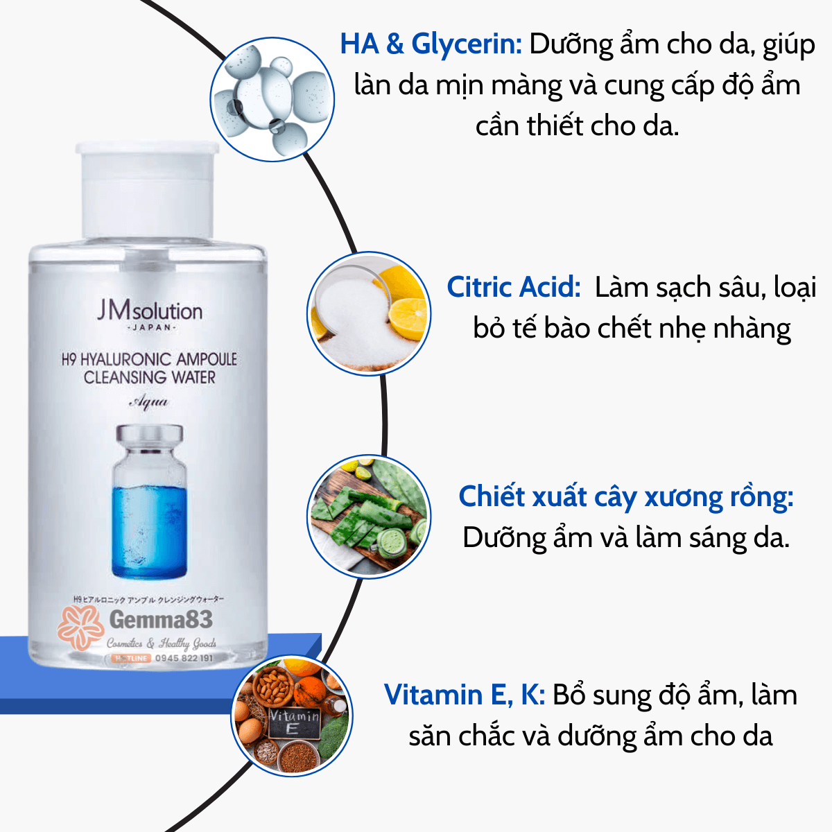 Nước tẩy trang JM Solution H9 Hyaluronic Ampoule Cleansing Water (1)