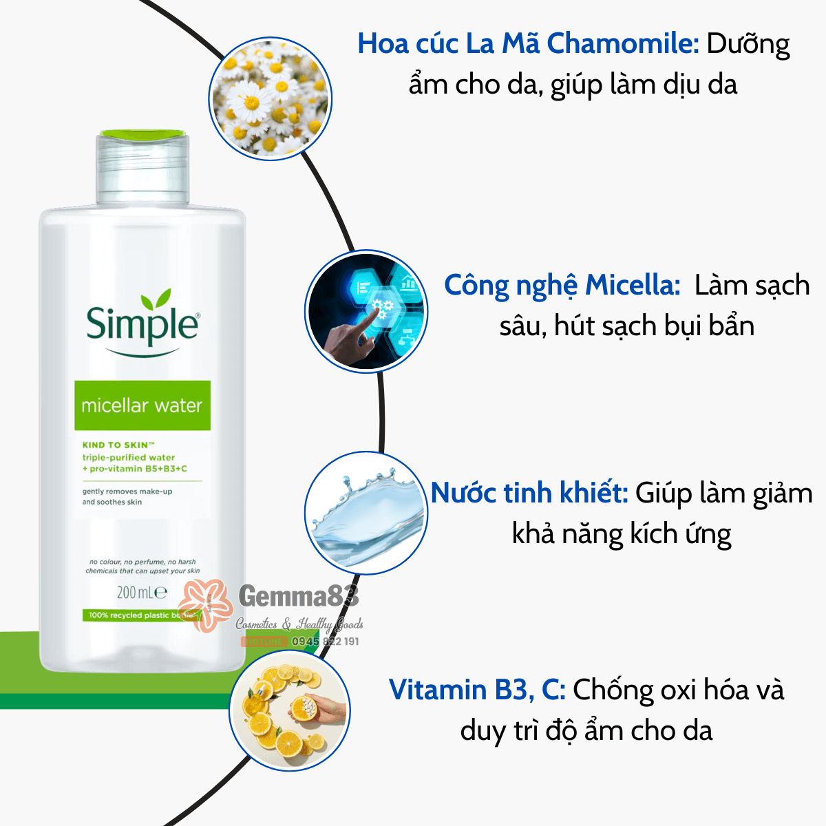 Nước tẩy trang Simple lành tính làm sạch trang điểm 200ml (4)