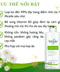 Nước tẩy trang Simple lành tính làm sạch trang điểm 200ml (5)