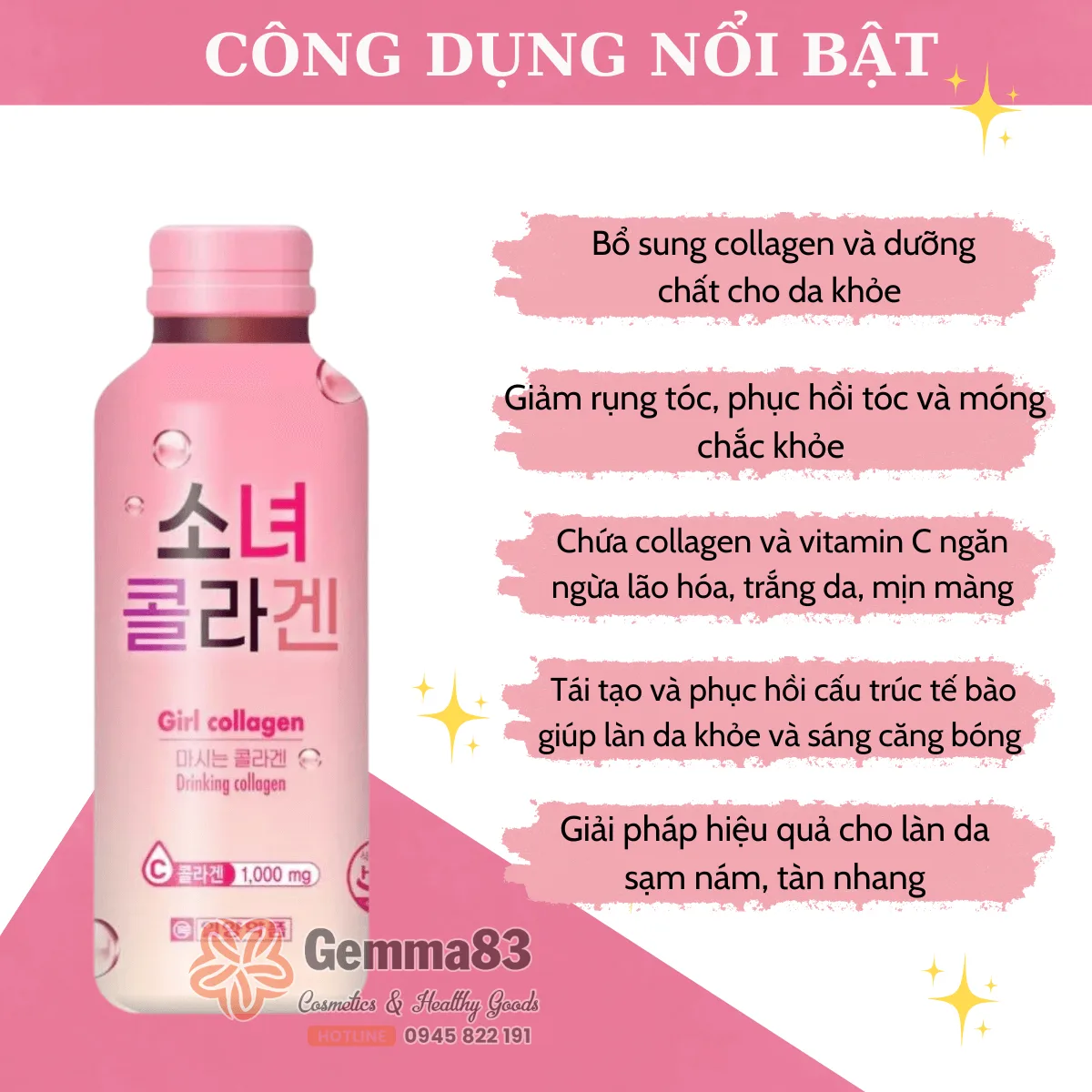 Nước uống Girl Collagen 1000mg Hàn Quốc dạng chai, dạng túi (1) Nước uống Girl Collagen 1000mg Hàn Quốc dạng chai, dạng túi (1)