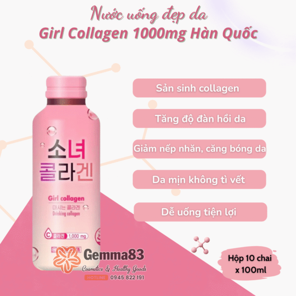 Nước uống Girl Collagen 1000mg Hàn Quốc dạng chai, dạng túi (4)