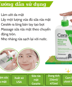 Sữa rửa mặt Cerave cho da khô, da thường 236ml Hydrating Cleanser (1)