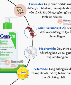 Sữa rửa mặt Cerave cho da khô, da thường 236ml Hydrating Cleanser (5)