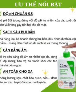 Sữa rửa mặt Cerave cho da khô, da thường 236ml Hydrating Cleanser (6)