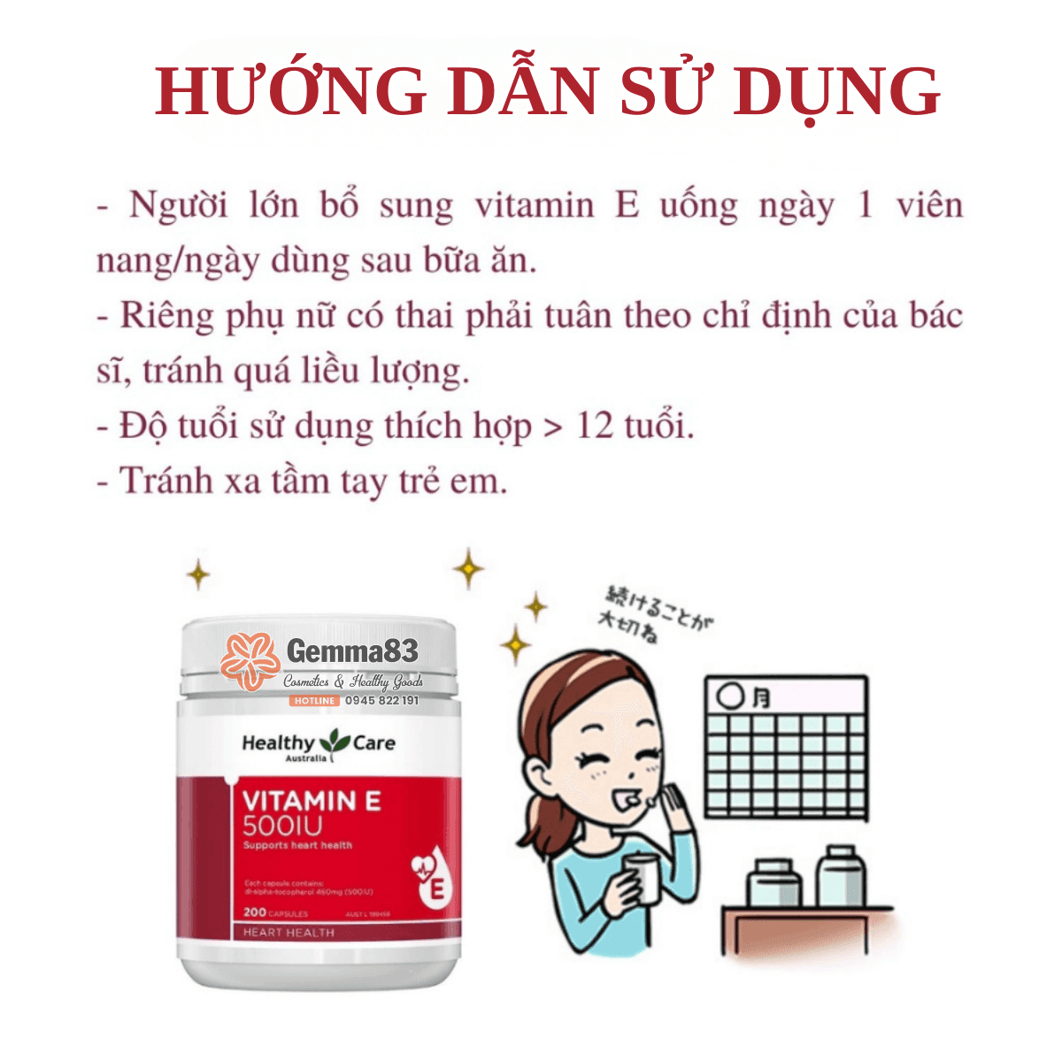 Viên uống vitamin E Healthy Care 500IU Úc lọ 200 viên (1) Viên uống vitamin E Healthy Care 500IU Úc lọ 200 viên (1)