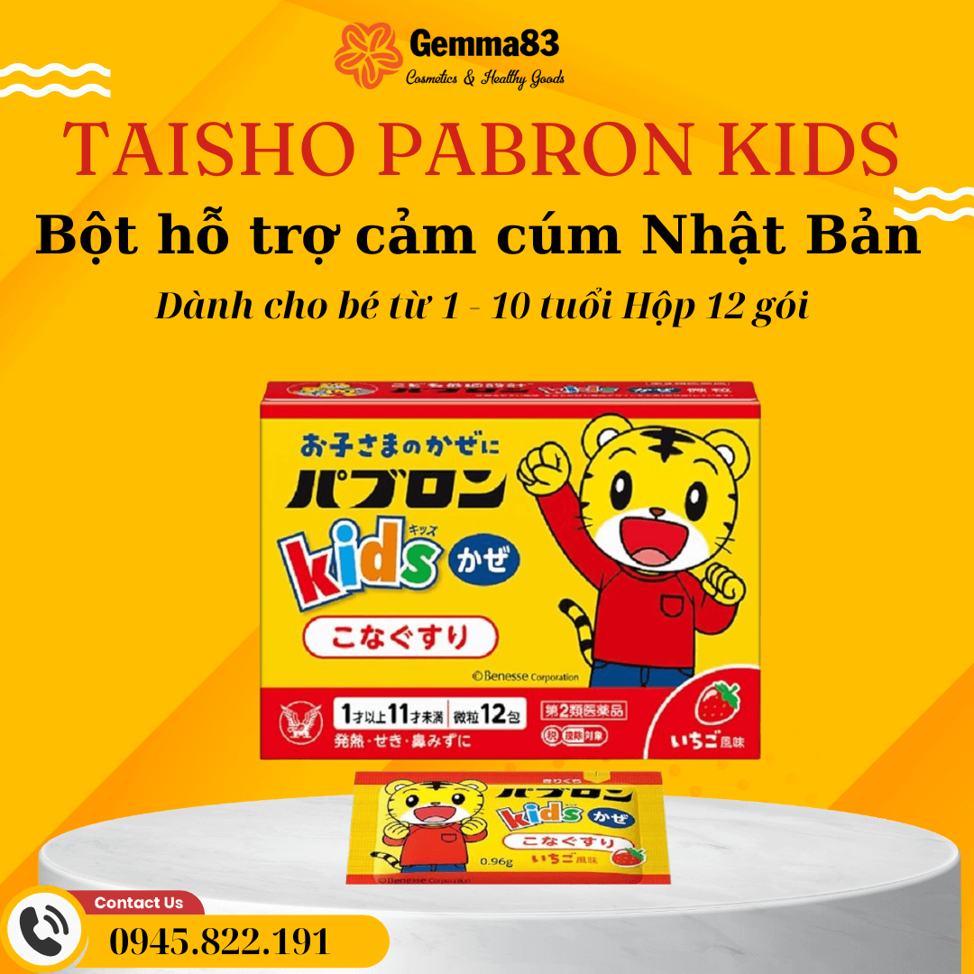 Bột cảm cúm cho bé Taisho Pabron Kids từ 1 10 tuổi 12 gói (3)