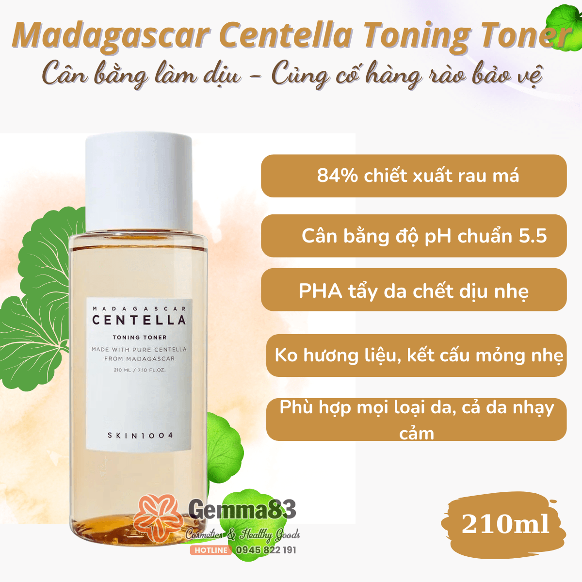 Nước hoa hồng Skin1004 Madagascar Centella Toning Toner 210ml phục hồi và tái tạo da (3)