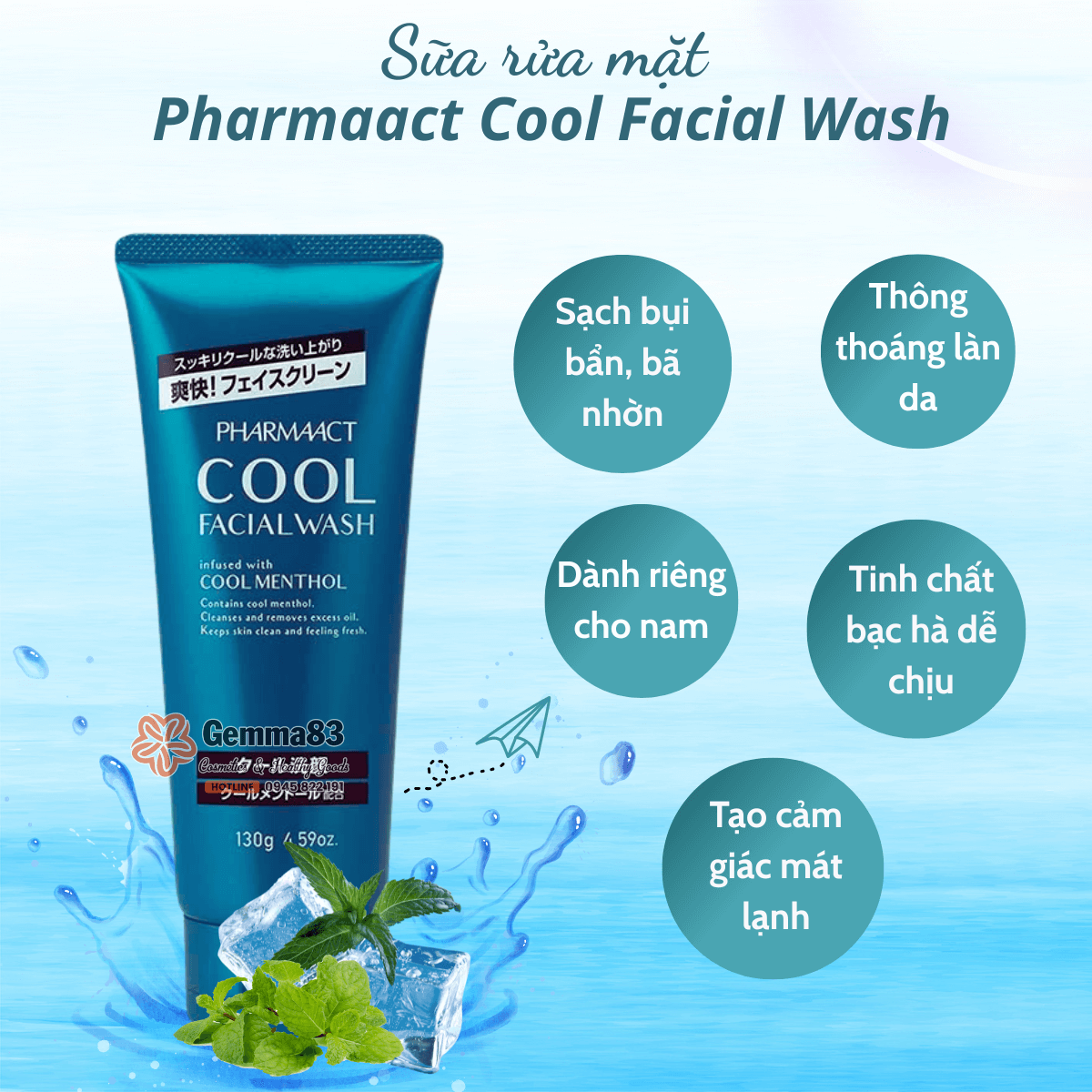 Sữa rửa mặt PHARMAACT Cool Facial Wash 130g (4)