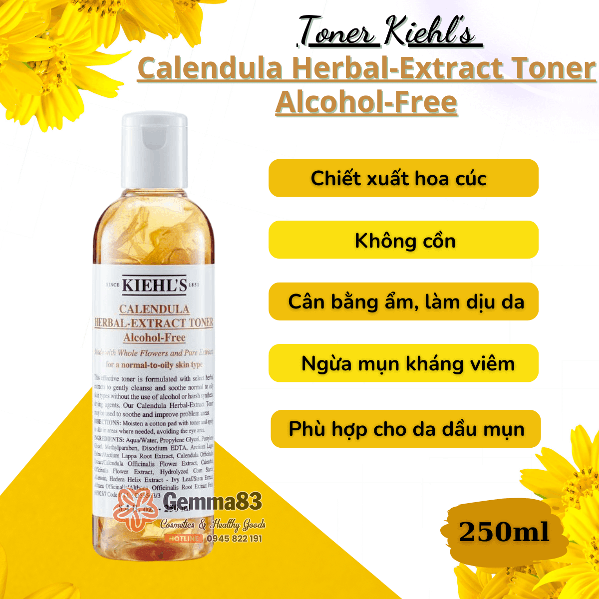 Toner nước cân bằng Kiehl's hoa cúc làm dịu da 250ml (3)