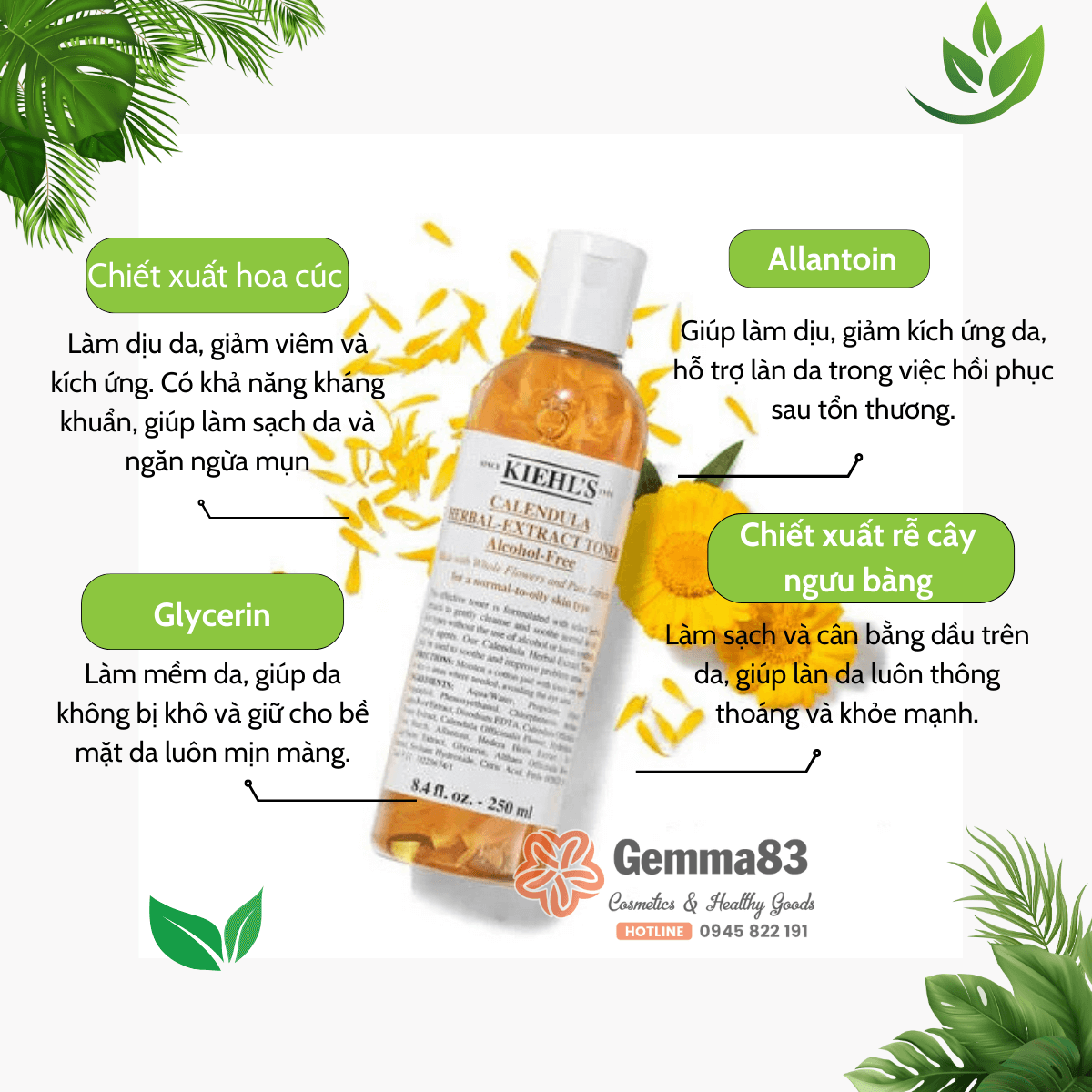 Toner nước cân bằng Kiehl's hoa cúc làm dịu da 250ml (4)