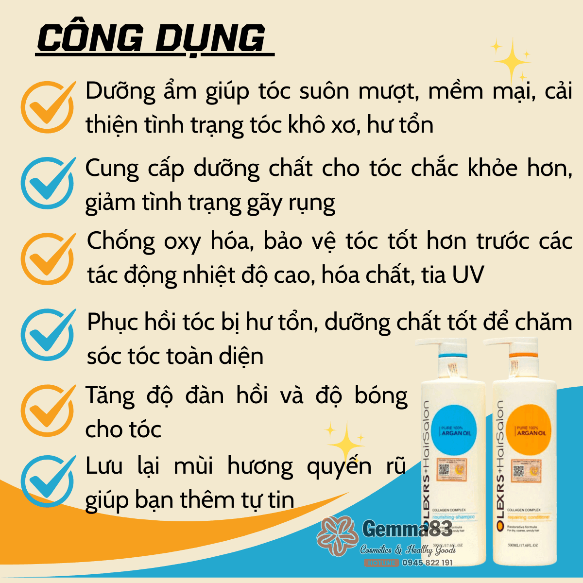 Bộ dầu gội xả Olexrs Hair Salon Argan Oil Collagen của Anh (4)