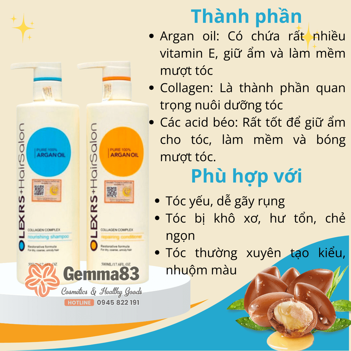 Bộ dầu gội xả Olexrs Hair Salon Argan Oil Collagen của Anh (5) Bộ dầu gội xả Olexrs Hair Salon Argan Oil Collagen của Anh (5)