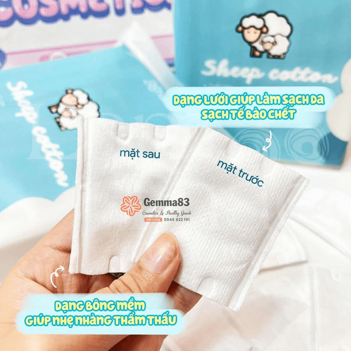 Bông tẩy trang Habaria Sheep Cotton 234 miếng (4)