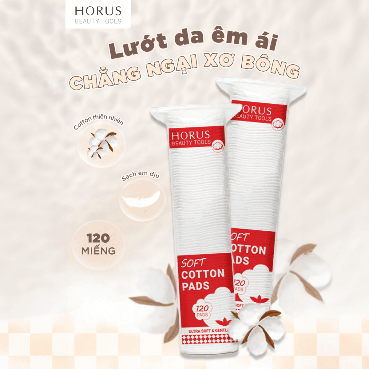 Bông tẩy trang Horus Soft Cotton Pads 120 miếng (3)