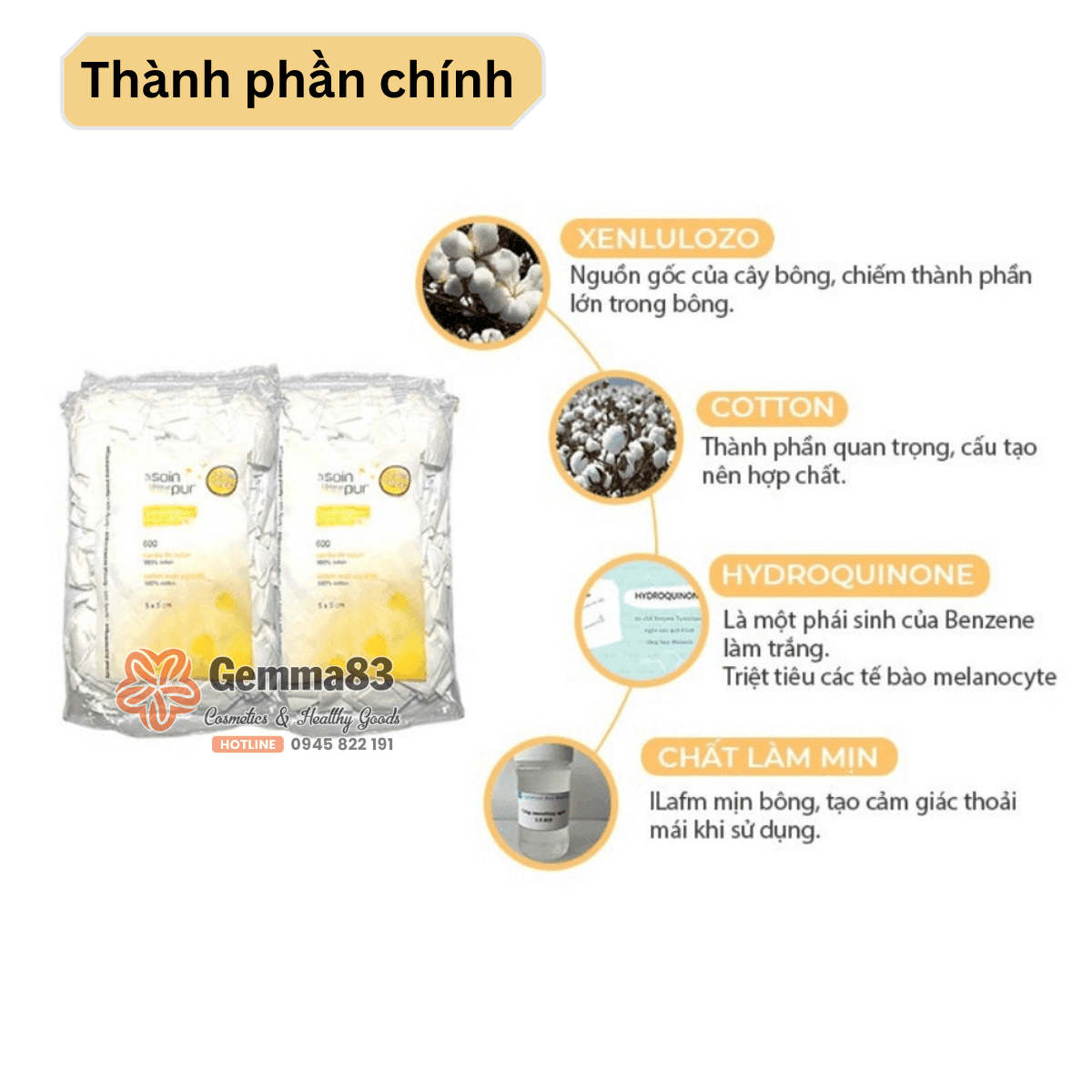 Bông tẩy trang Pháp Tetra Le Soin Laretat Pur 600 miếng (5)