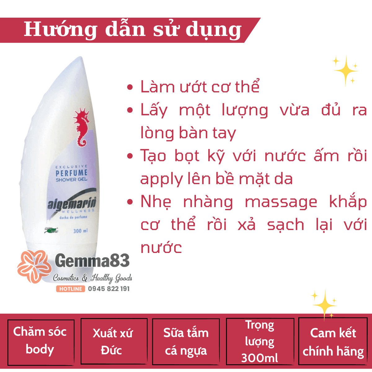 Công dụng của Sữa tắm cá ngựa Đức Algemarin Đức 300ml (1)