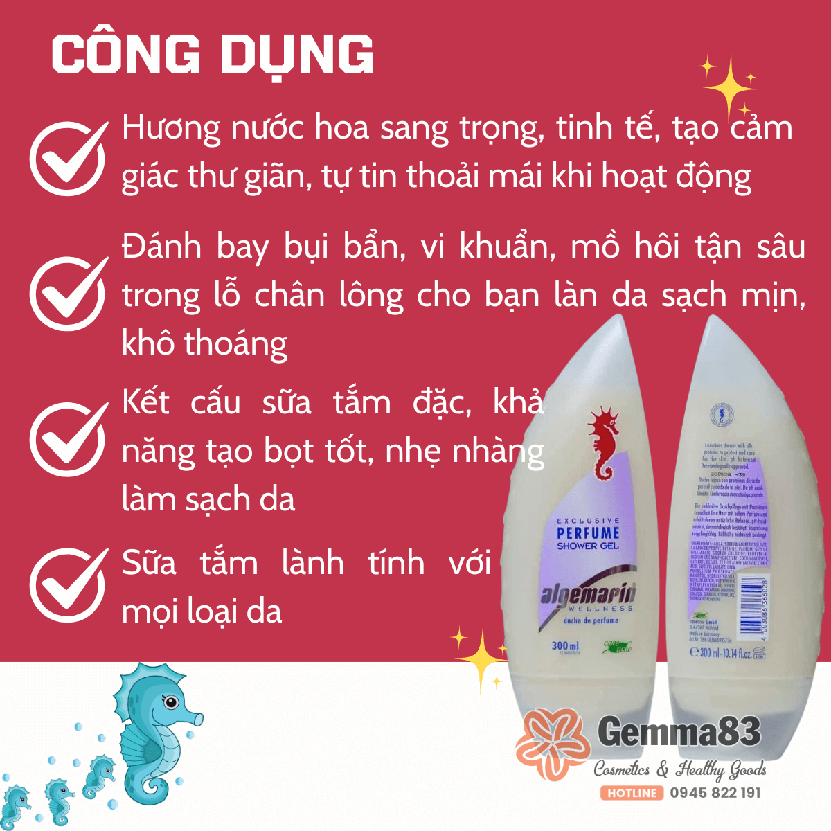 Công dụng của Sữa tắm cá ngựa Đức Algemarin Đức 300ml (4)