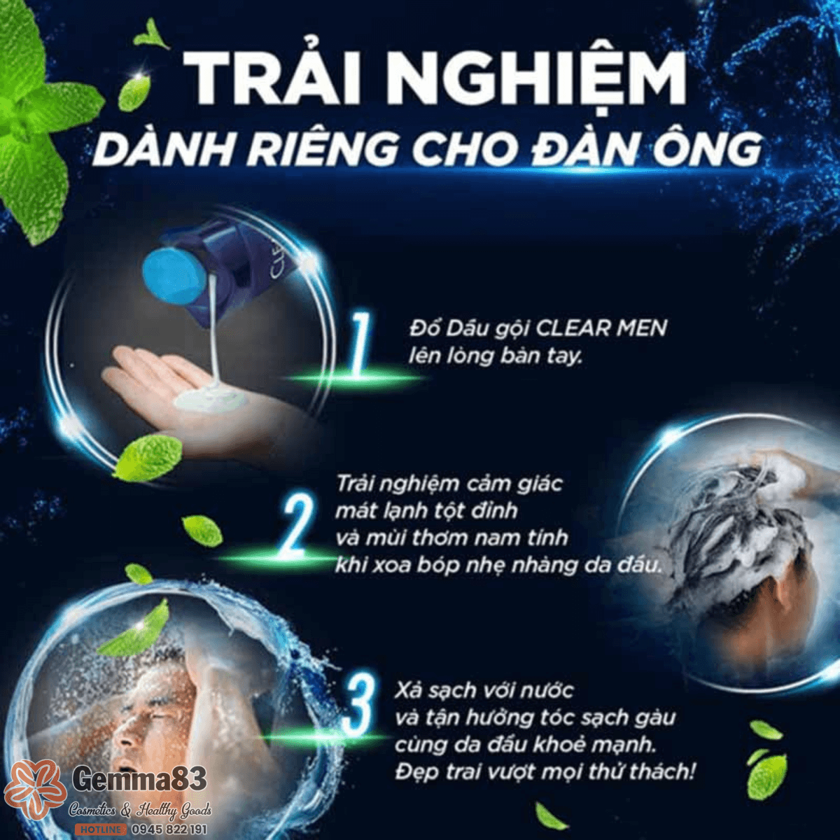 Dầu gội Clear Men Cool Sport bạc hà sạch gàu 390ml Thái Lan (1)