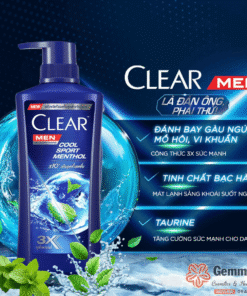 Dầu gội Clear Men Cool Sport bạc hà sạch gàu 390ml Thái Lan (3)