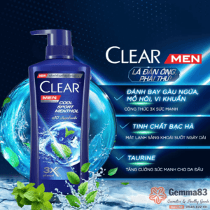 Dầu gội Clear Men Cool Sport bạc hà sạch gàu 390ml Thái Lan (3)