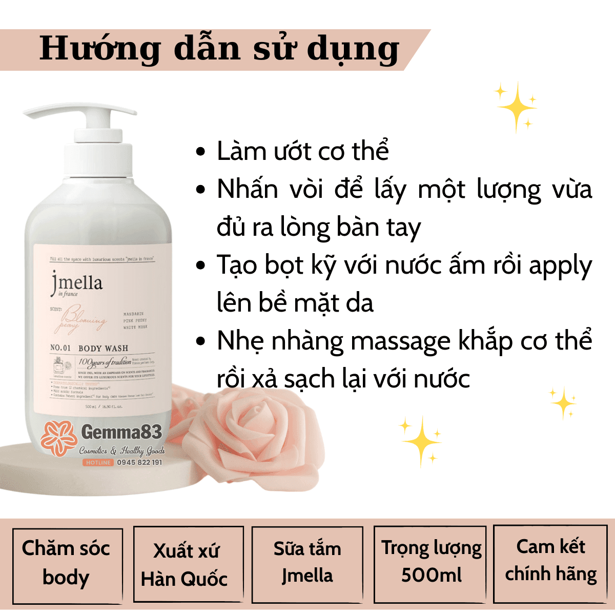 Sữa tắm Jmella hương nước hoa sang trọng 500ml Hàn Quốc (1)