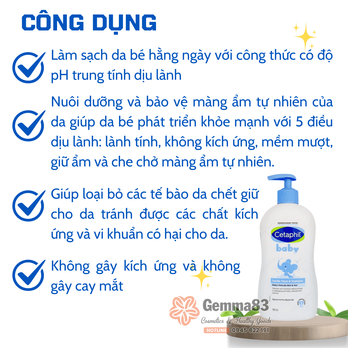Sữa tắm gội Cetaphil Baby 400ml dịu nhẹ, không cay mắt cho bé (5)