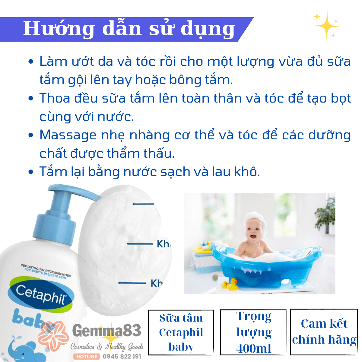 Sữa tắm gội Cetaphil Baby 400ml dịu nhẹ, không cay mắt cho bé (6)