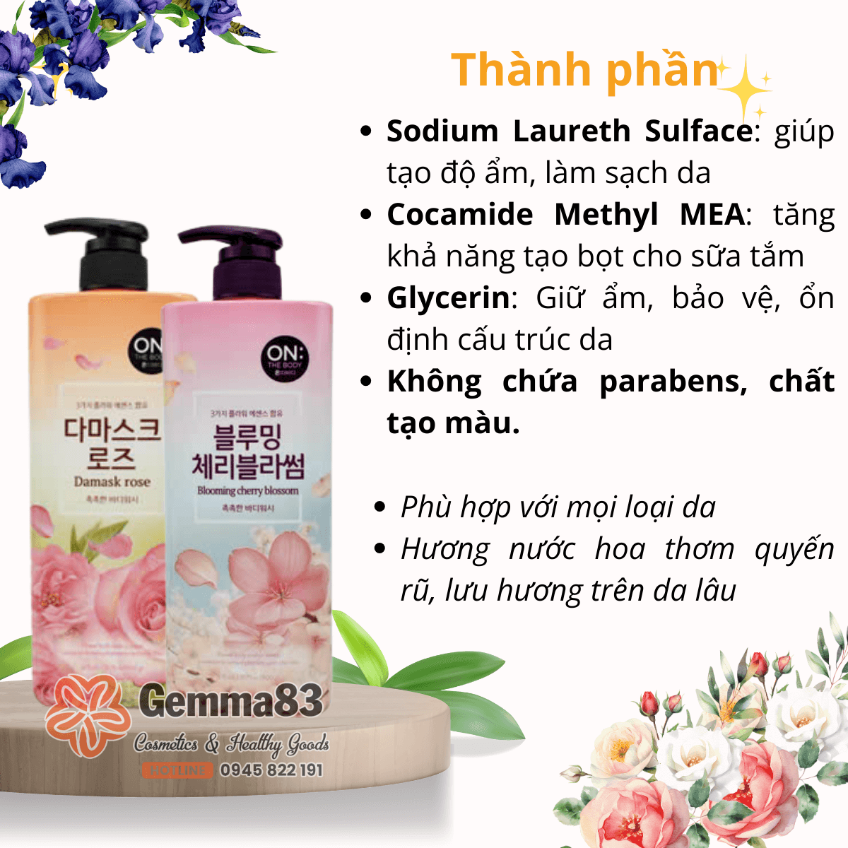 Sữa tắm hương nước hoa On The Body Hàn Quốc 900ml (5)