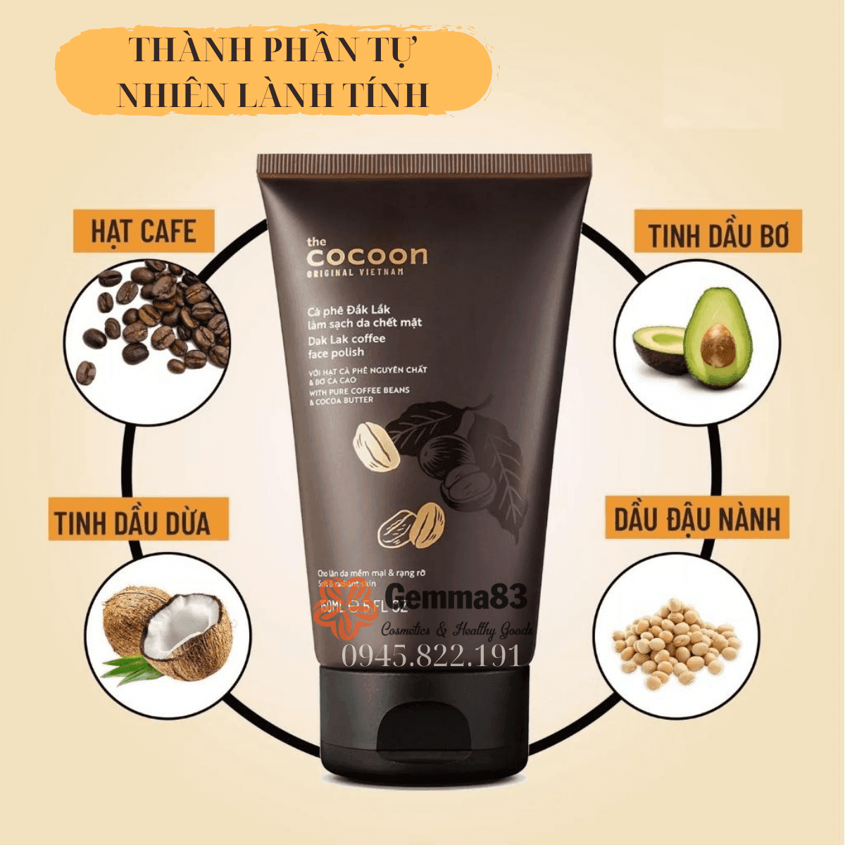 Tẩy da chết Cocoon cho da mặt Cafe Đăk Lăk 150ml (5)