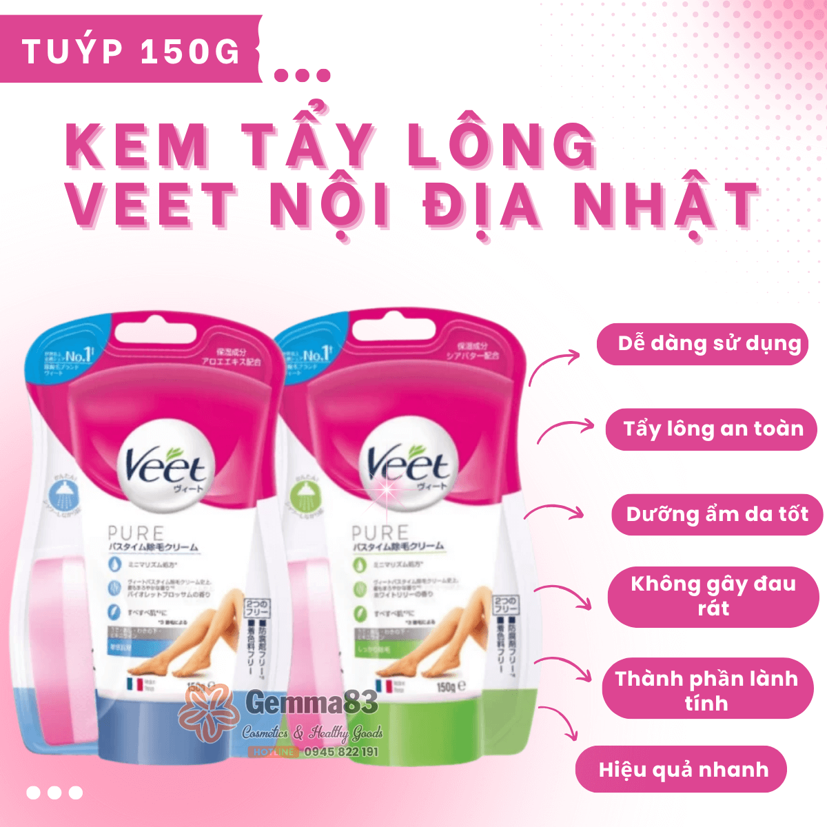 Kem tẩy lông Veet nội địa Nhật (3) Kem tẩy lông Veet nội địa Nhật (3)